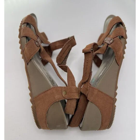 Merrell Women’s "Tortoise Shell" Leather Slight Wedge Slingback Sandal Sz 9/40 - Picture 8 of 13